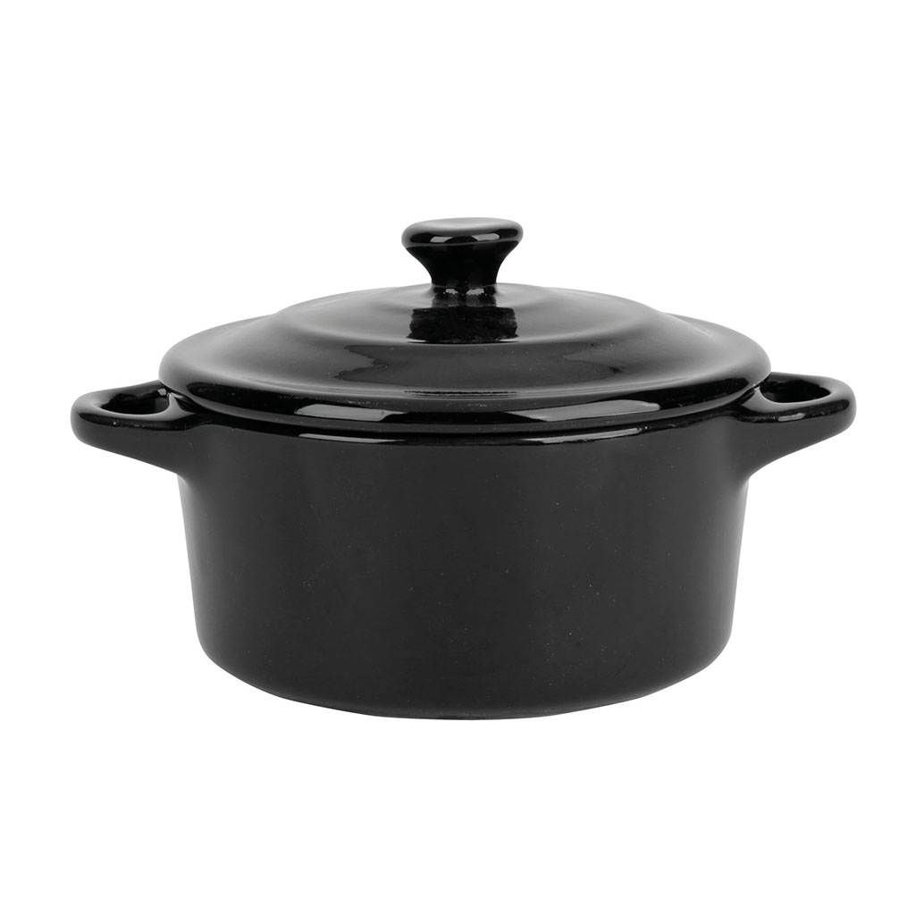 Mini cocotte en grès noire 13.5x8x10.3cm