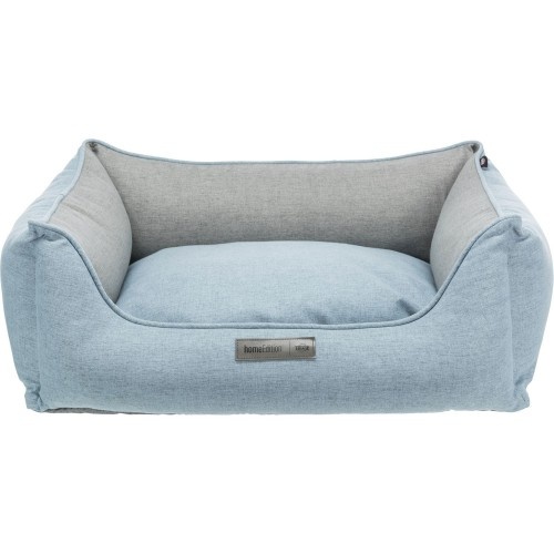 Cama para cães Trixie Home Edition em lona azul-clara e cinza.