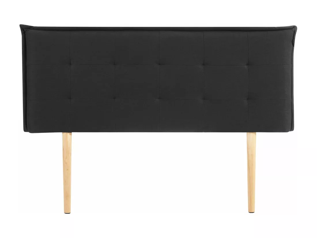 Tête de lit TIMOTHÉ 140 capitonnée, En tissu rembourré, Pieds en bois, Design élégant, Pour lits 140 cm, Noir