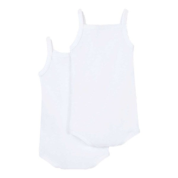 Lot 2 Bodies Hvid med strop - Petit Bateau → Luksusbaby.dk