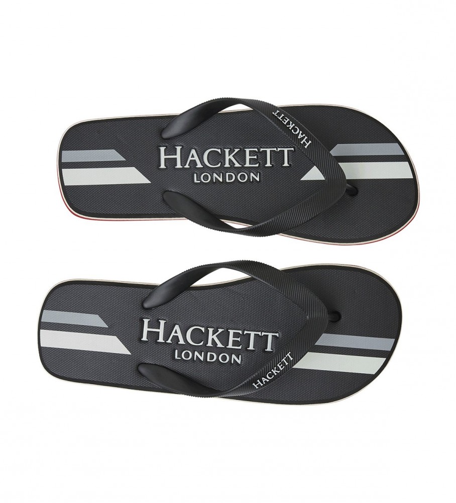 Chinelo Hackett com Listras e Logo Preto