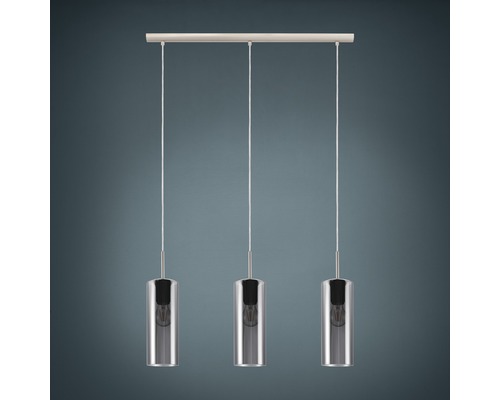 Hanglamp, 3-lichts, HxLxB 110x71x10 cm, nikkel/mat/zwart