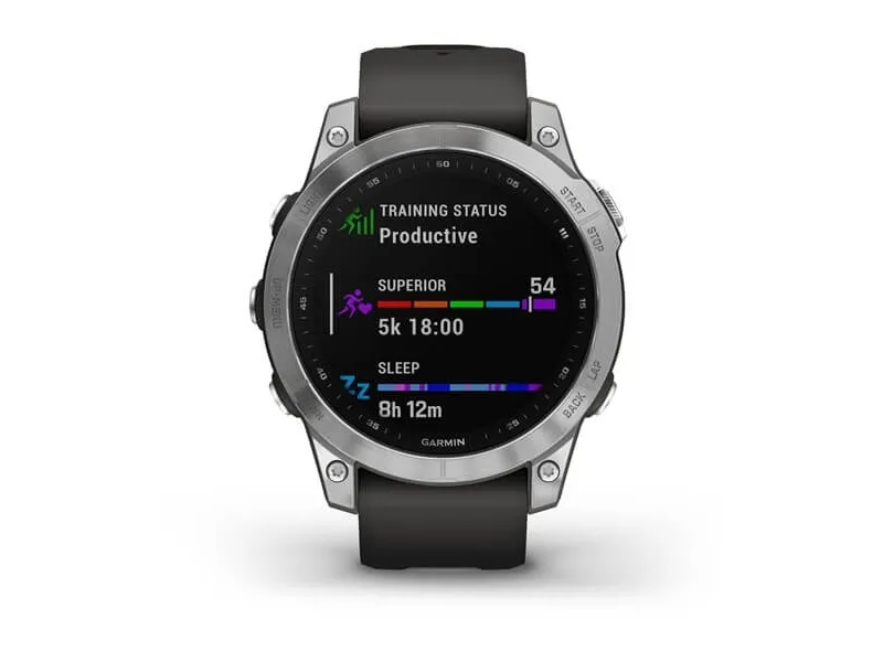 Garmin fenix 7 - 47 mm - sølv - sportsur med bånd - silikone - grafit - håndledsstørrelse: 125-208 mm - display 1.3