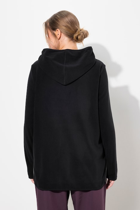 Fleece-Troyer, kurz, Oversized, Kapuze, Langarm, recycelt