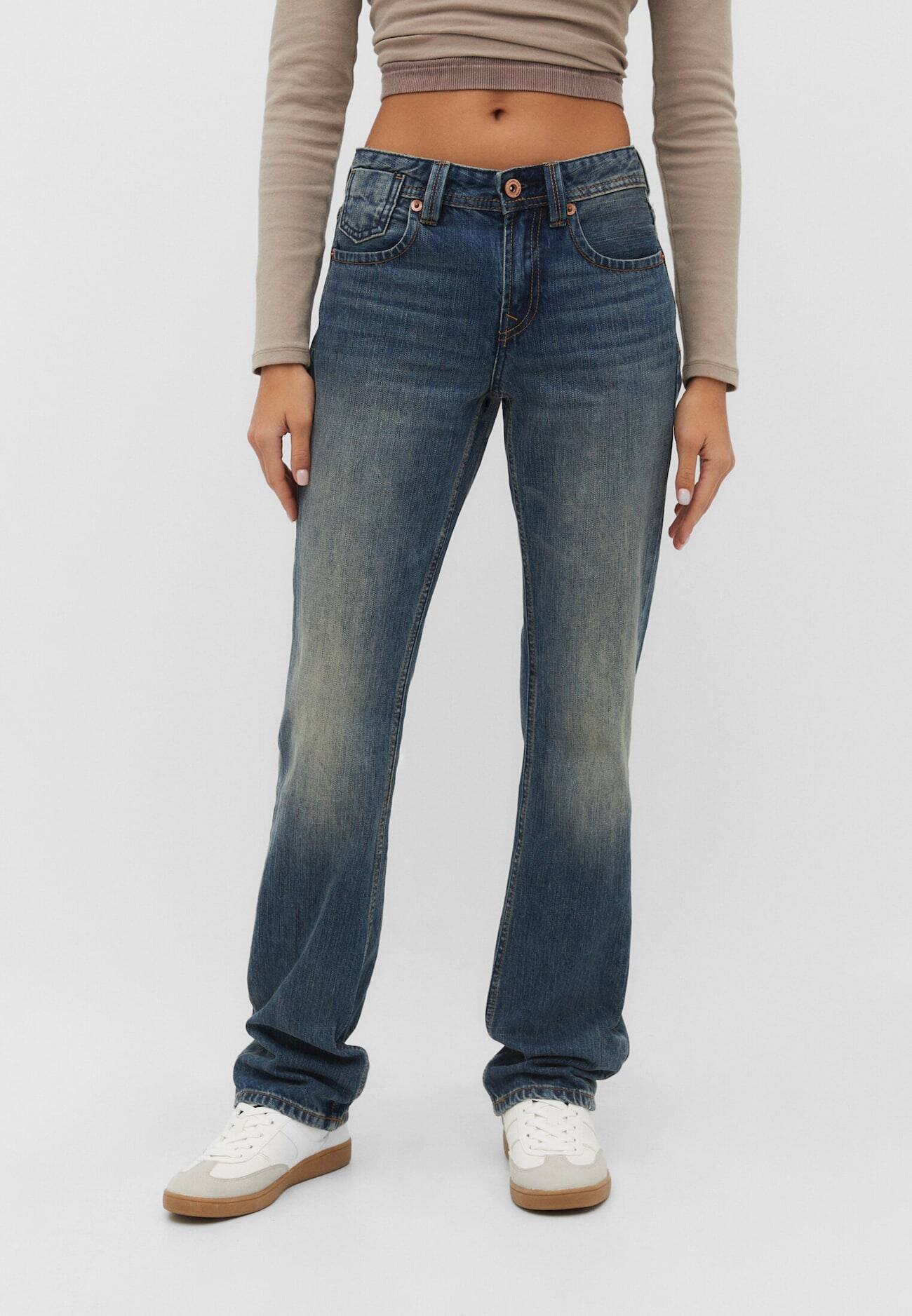 Calça jeans D94 de cintura baixa e corte reto