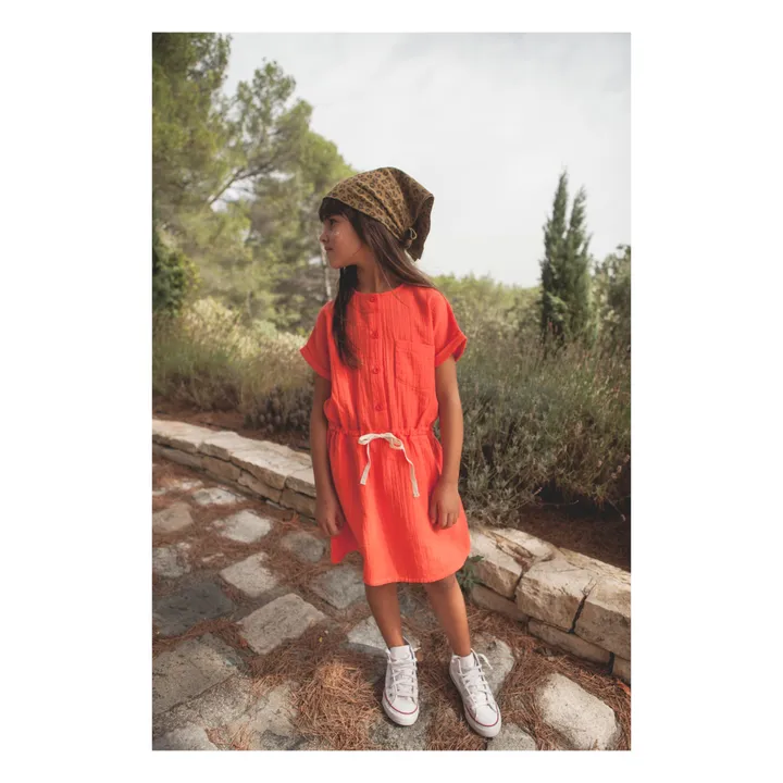 Marlot Paris Robe Baïa Gaze de Coton | Orange sanguine