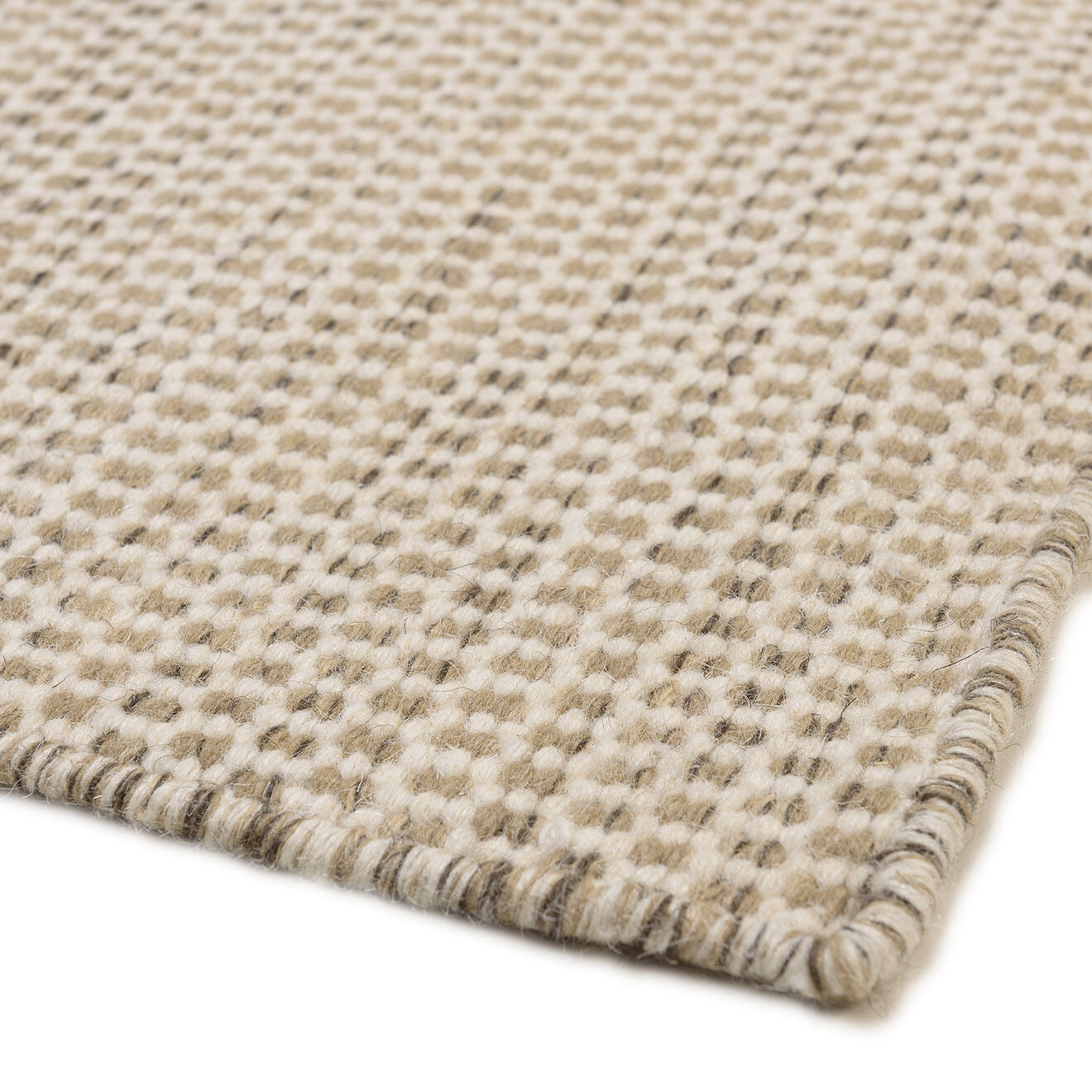 Macabane Tapis en Laine tissée Quentin blanc/marron chiné - 290x200 cm