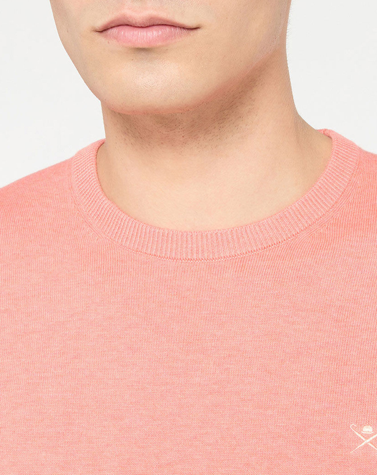Hackett London Pull en Coton & Soie col rond rose moyen