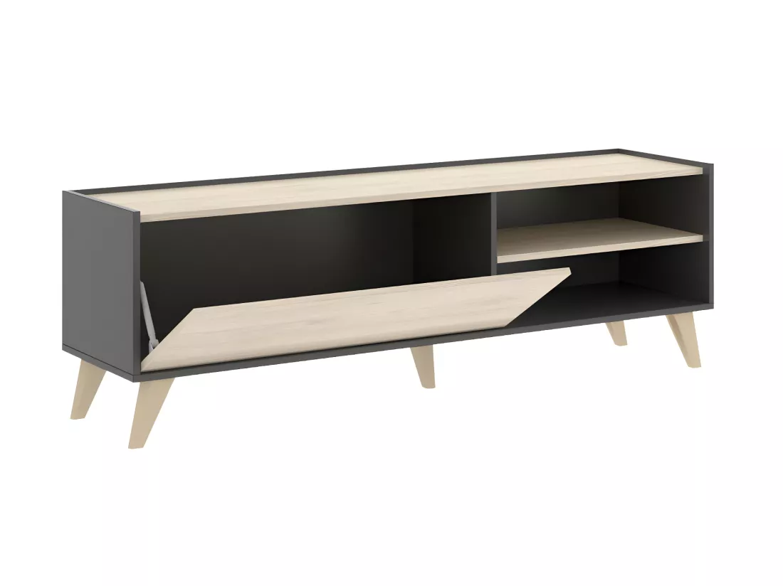 Ensemble Table basse + Meuble TV - Anthracite et chêne - Séjour scandinave KOLYMA