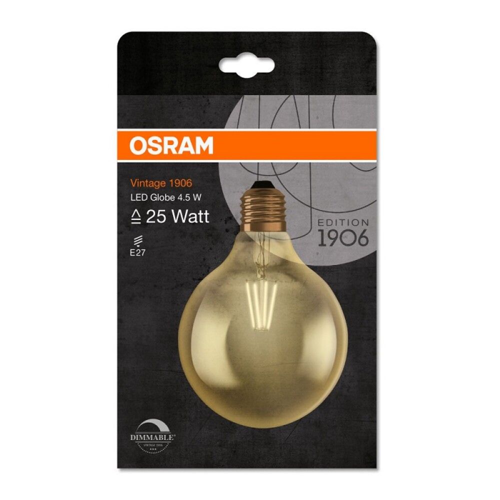 LYSPÆRE OSRAM GLOBE VINTAGE LED FILAMENT GULL E27 4,5W