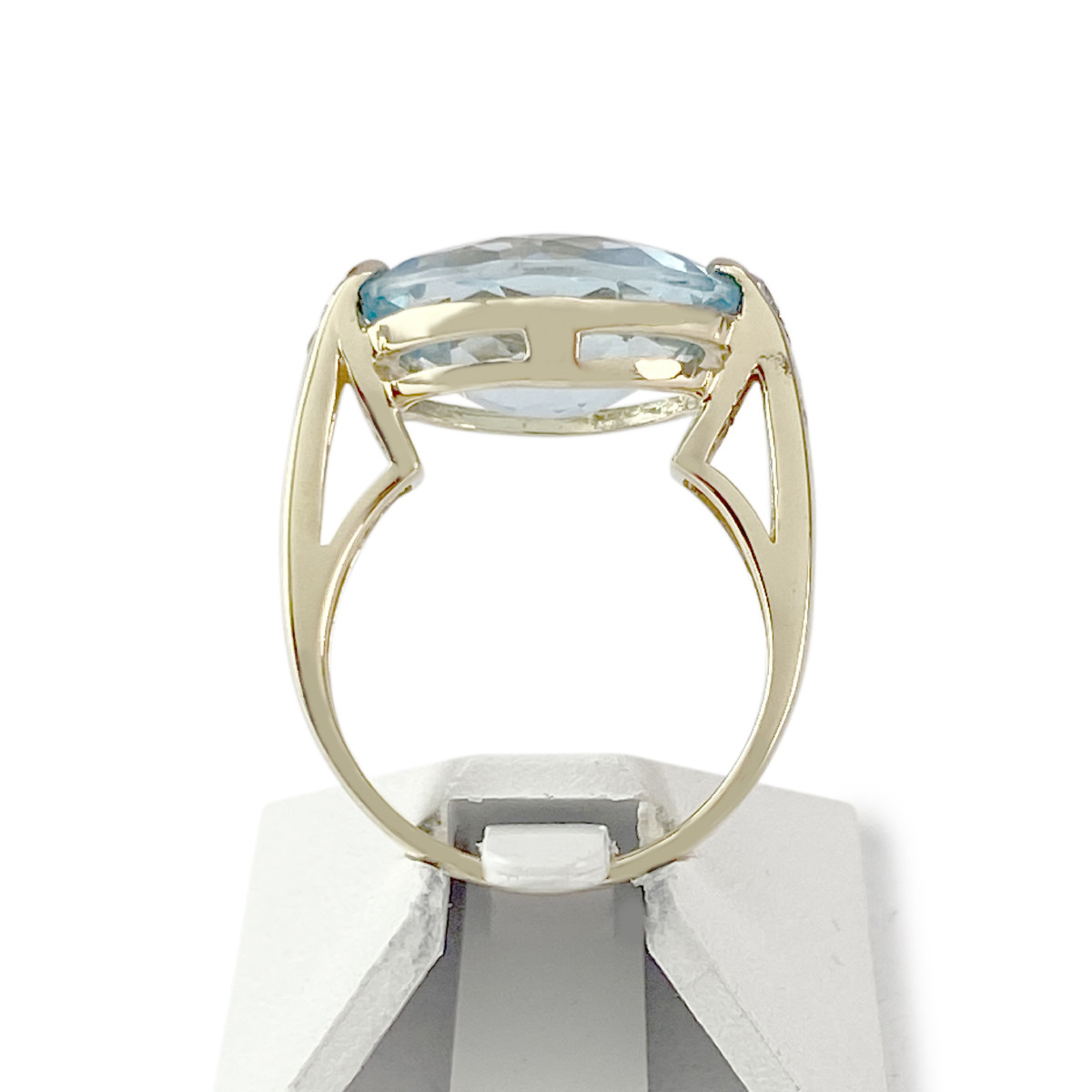 Bague d'occasion or 750 2 tons topaze bleue traitée et diamants