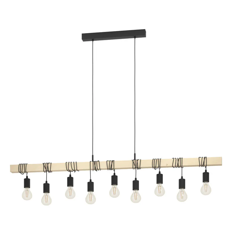 EGLOTownshendHanglamp-E27-150cm-Bruin/Zwart