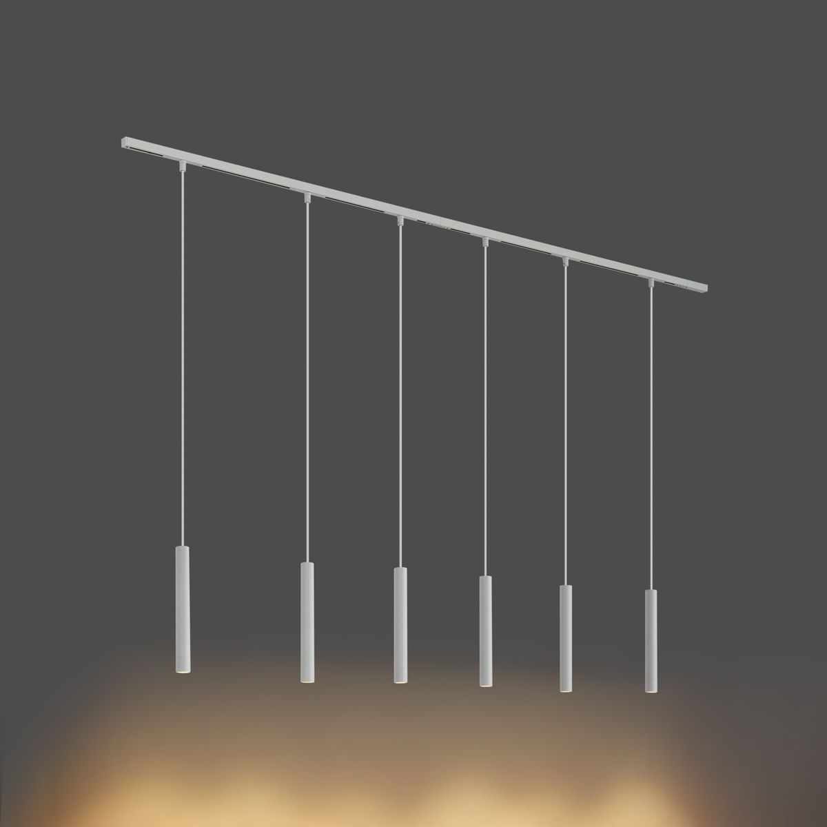 Modern railsysteem met 6 hanglampen wit 1-fase - Slimline Keno