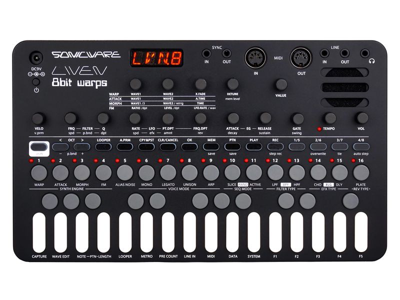 Sonicware Production Center LIVEN 8bit warps 8-Bit Waveform Synth mit Step Sequencer
