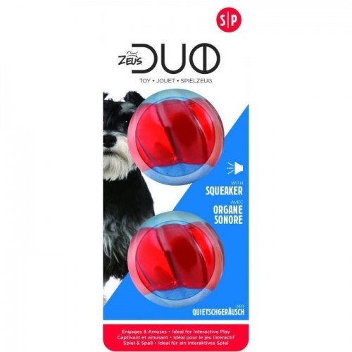 Bola dupla Zeus com apito, vermelha, para cães