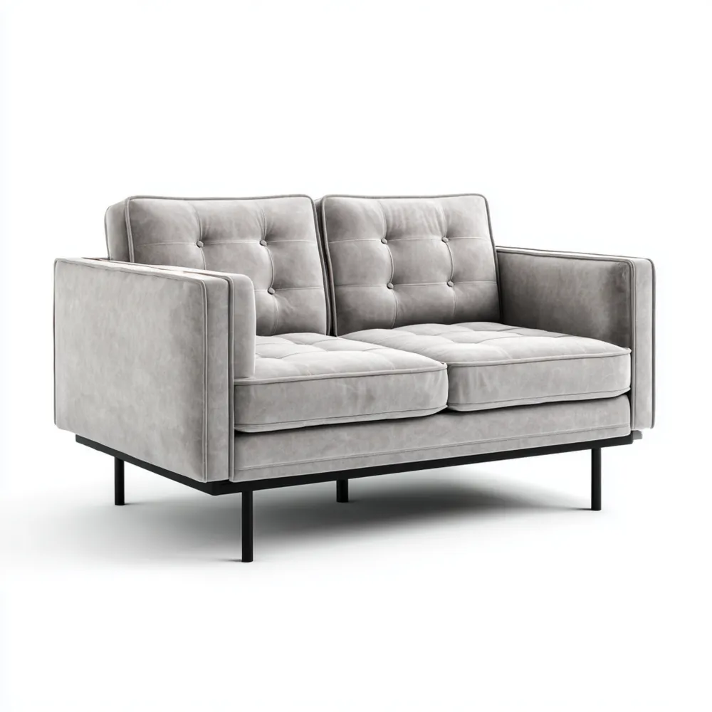 2-Sitzer-Sofa Samt 150x80x85 cm – Hellgrau – Modernes Design