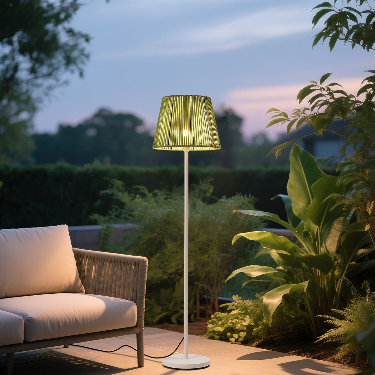 Buiten vloerlamp wit met kap groen touw IP44 - Virginia Jayla