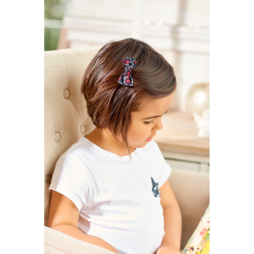 Barrette Petit Noeud Camelias Rubis