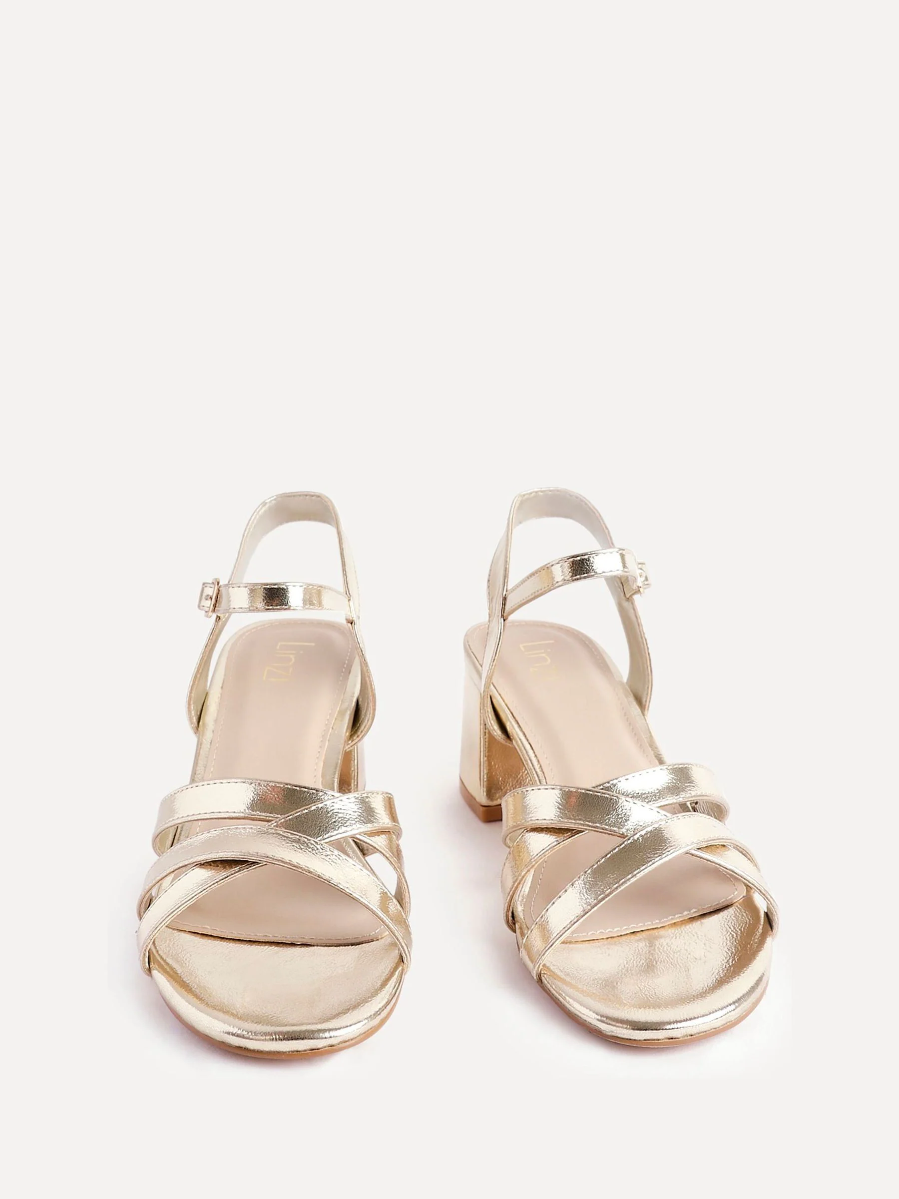 Goud - Linzi Flair Heeled With Cross Front Straps Sandals