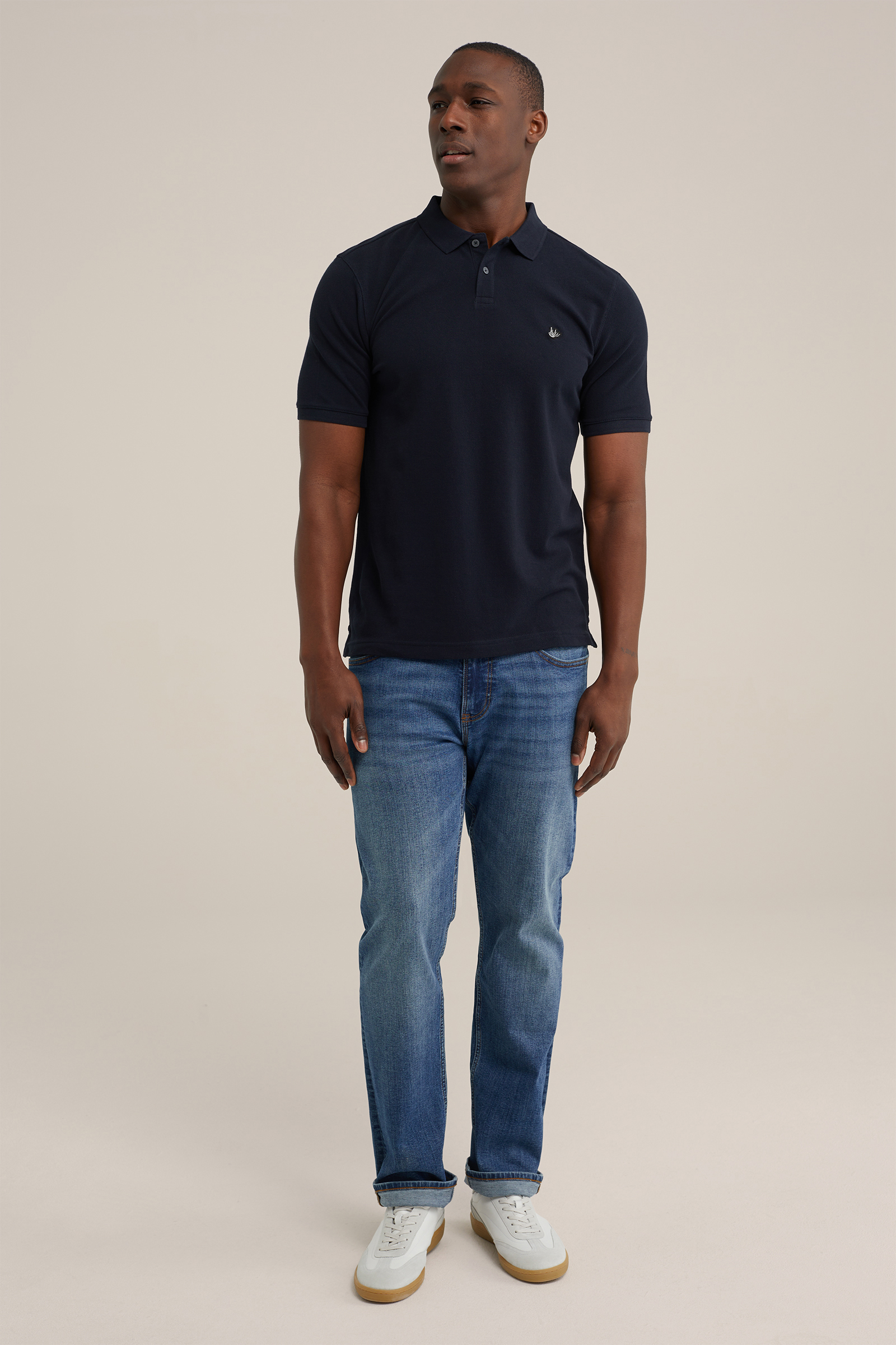 polo met structuur Fundamentals Donkerblauw