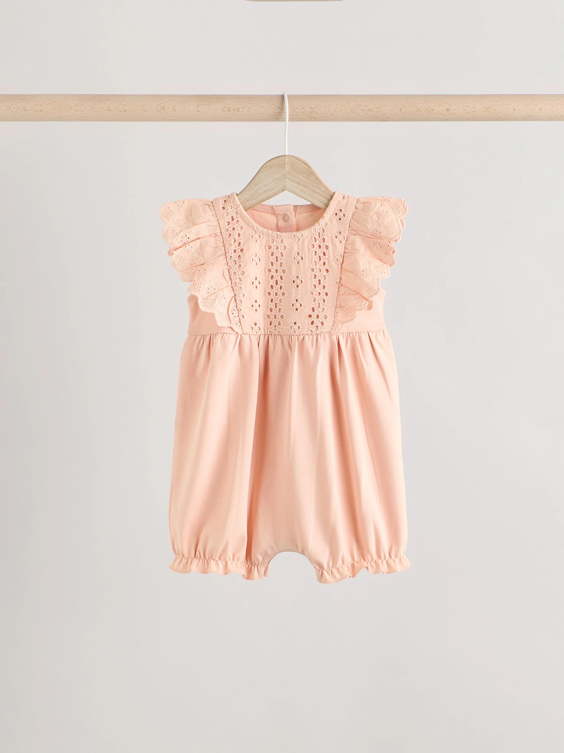 Ton-sur-ton roze - Broderie 3 Babyrompers