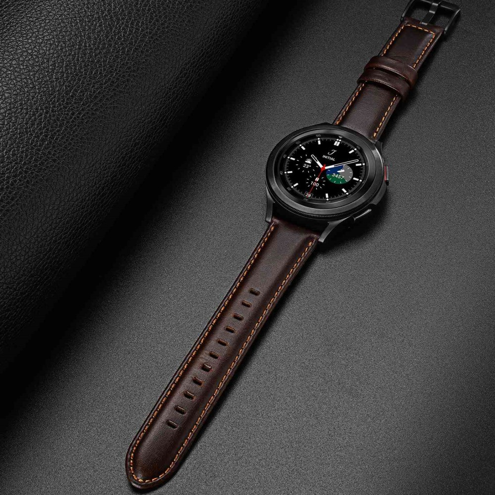 Samsung Galaxy Watch 3 (45mm) Echtleder Armband 20mm (Gelenkumfang: 170-220mm) - Dunkelbraun