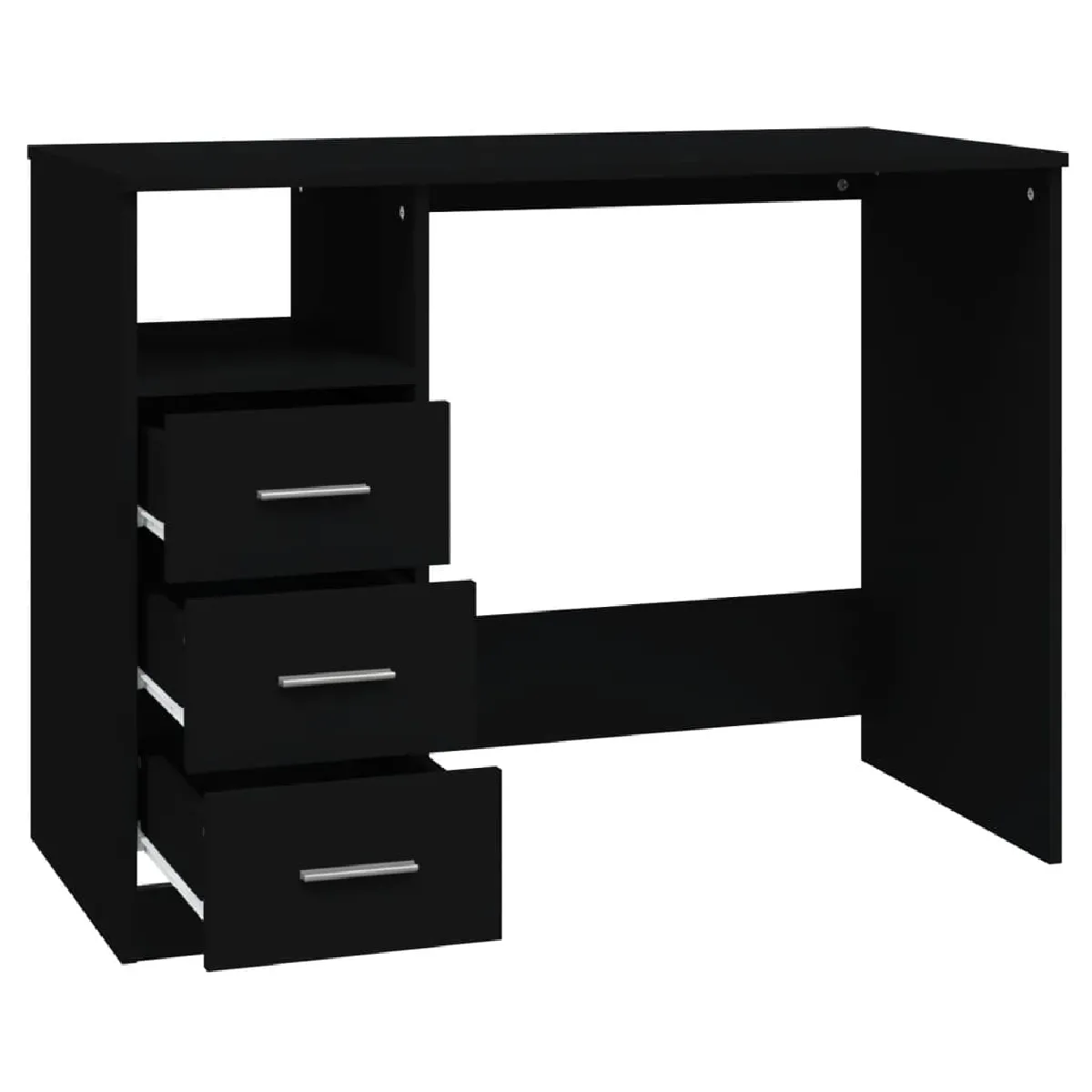 VIDAXL Bureau avec Tiroirs - Bois Noir