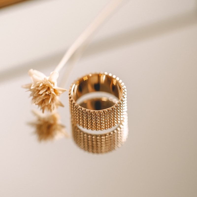 Bague Large Plaqué Or Mode Tendance Perles