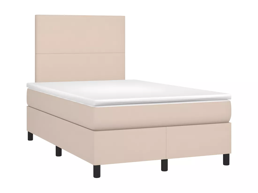 Sommier tapissier matelas LED Cappuccino 120x200 cm Similicuir