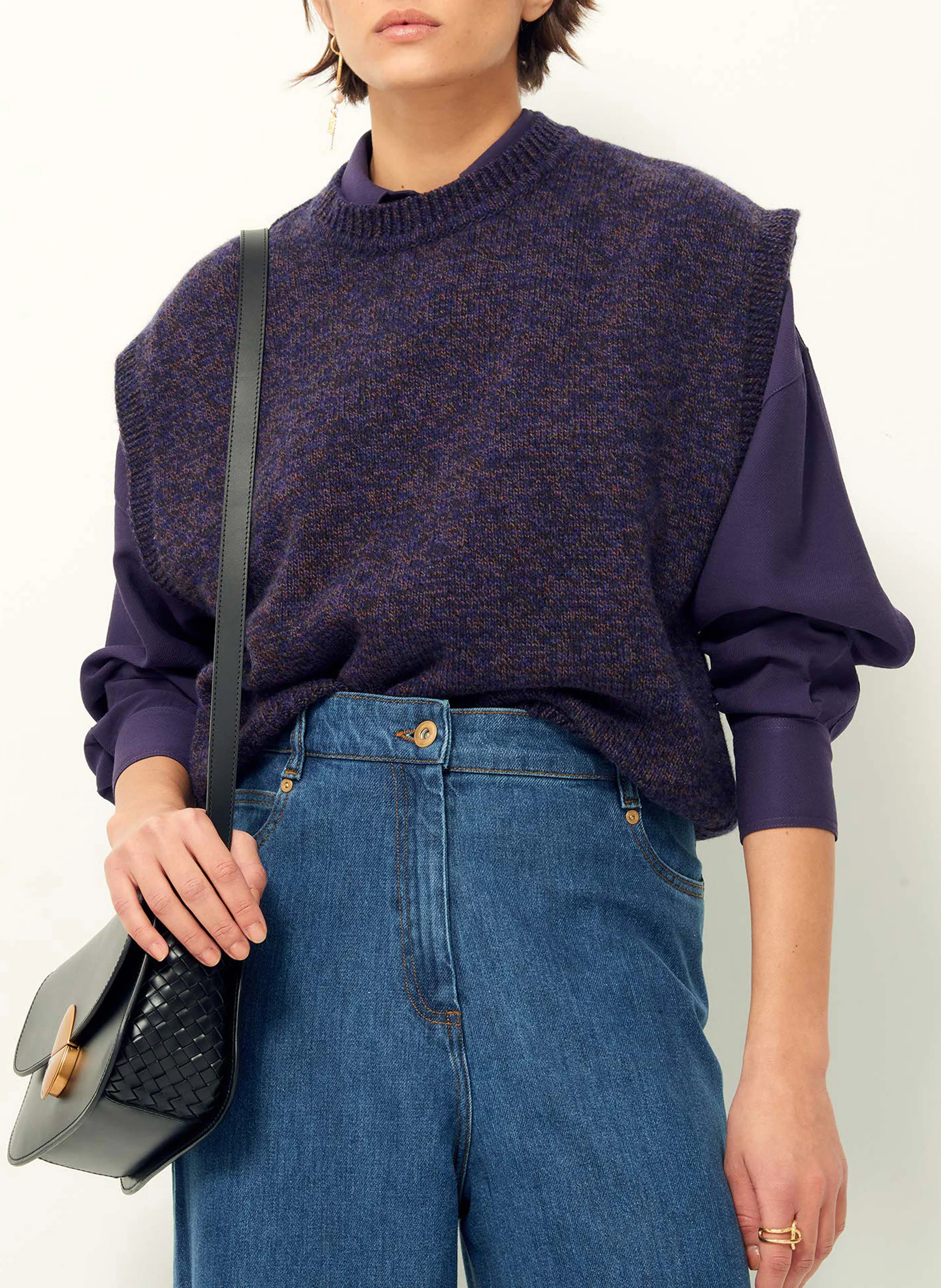FABININO - Pull sans manches en laine mérinos | Bleu