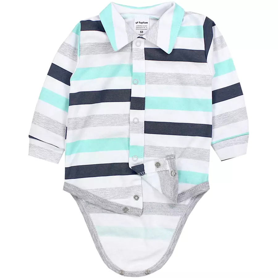 TupTam Baby Jungen Langarm Kurzarm Body mit Kragen grauweiß