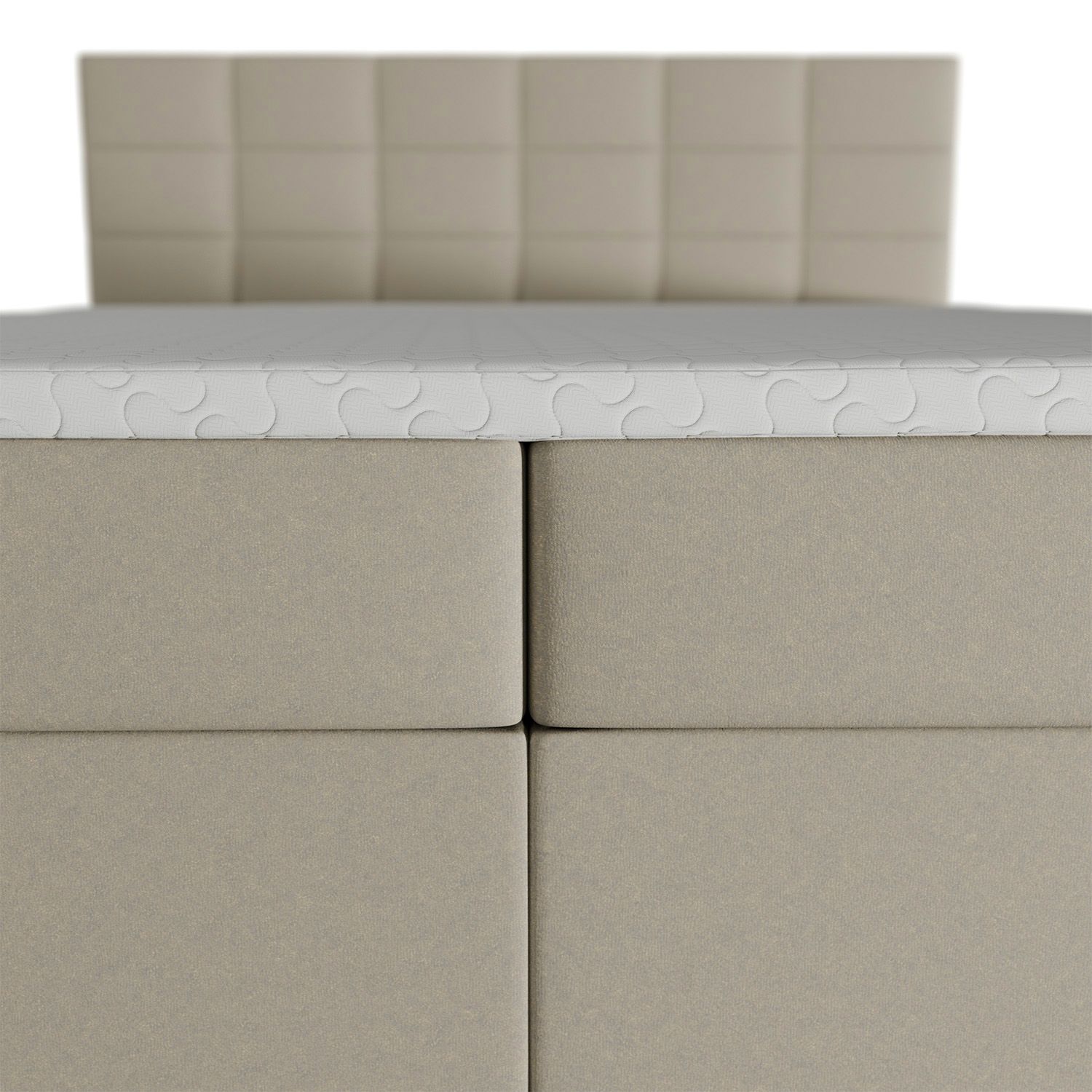 Juskys Boxspringbett Seattle 180x200cm - weicher Malmo-Stoff, komfortable Einstiegshöhe - Beige