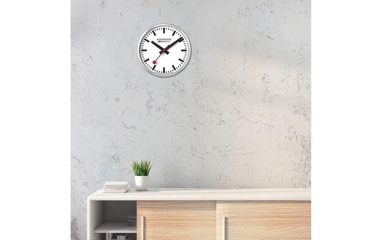 LE Mondaine Wanduhr Quartz D40 cm Silber - Silber, Weiss