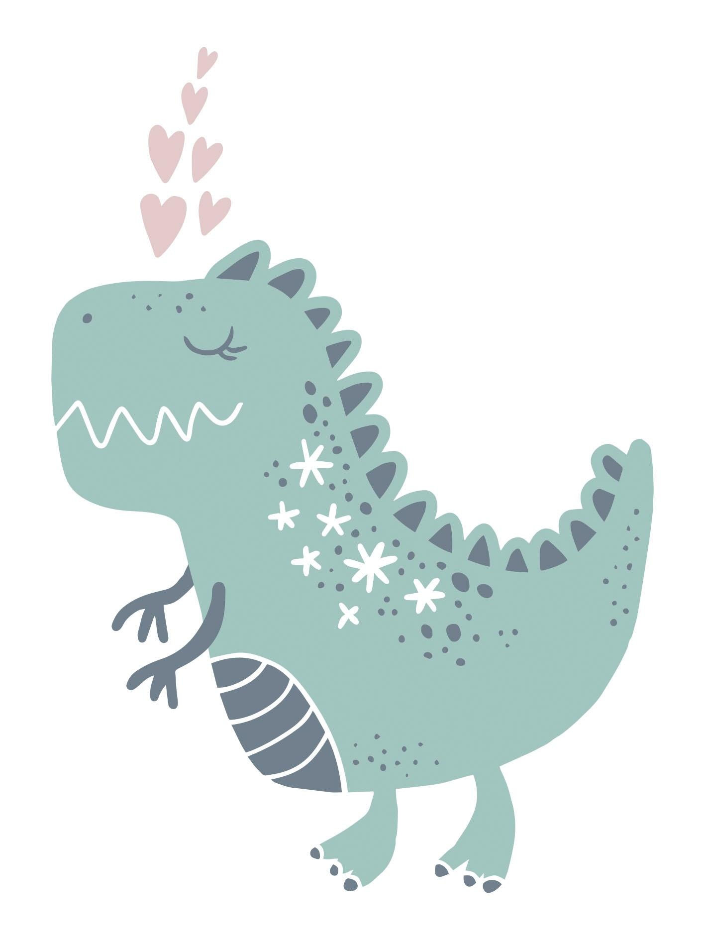 Lüttenhütt Leinwandbild »Drache« Dinosaurier | Drachen | Herz | Herzbilder | Kind | Tiere Premium-Leinwandstoff, Handarbeit aus Deutschland, Kindermotiv