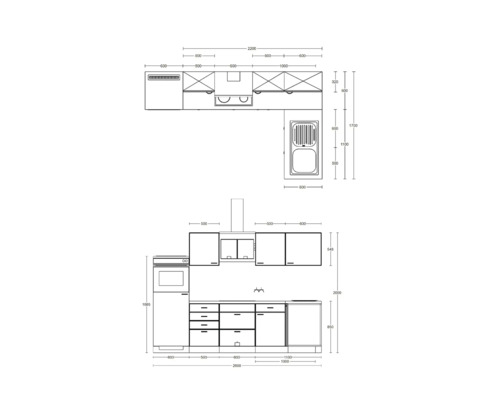 Flex Well hoekkeuken met apparatuur Vintea 280 cm magnolia mat gedemonteerd, omkeerbare uitvoering 00011852