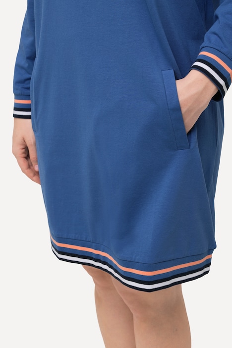 Loungewear-Kleid, Ringelbündchen, Rundhals, Langarm