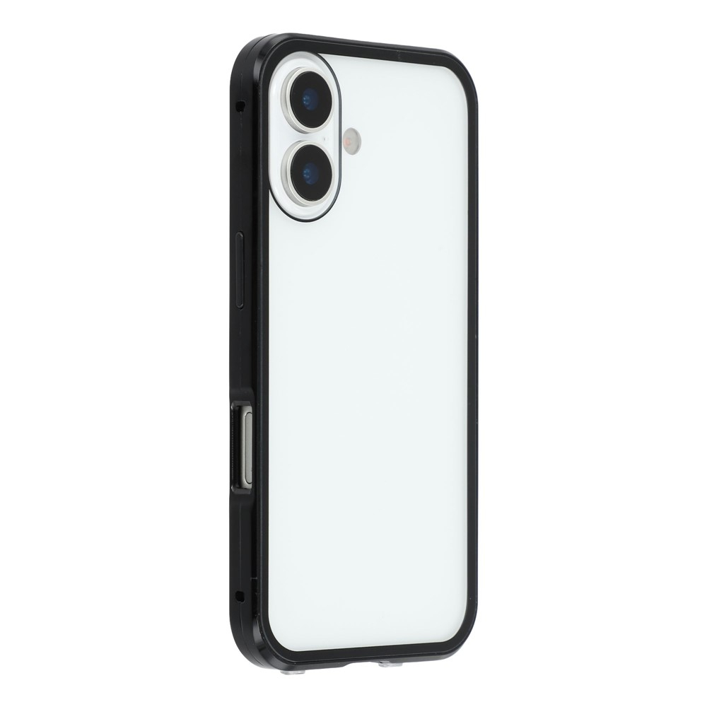 iPhone 17 Magnetische Alu Schutzhülle mit Panzer Glas Backcover   Privacy Displayschutz (Magnet-Technologie) - Schwarz
