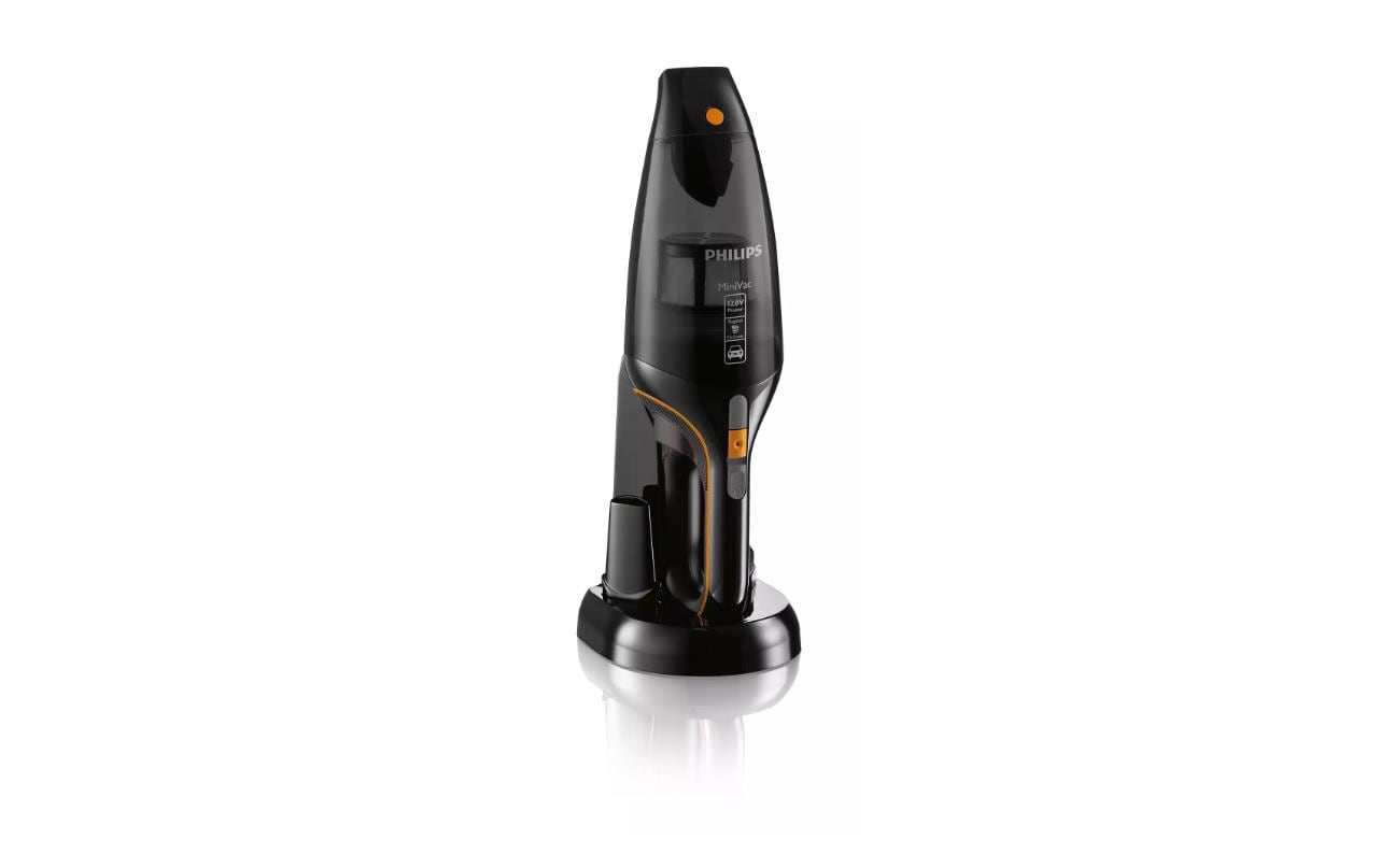 Akku-Handsauger MiniVac FC6149/02 Schwarz<br>Handstaubsauger mit Ladestation, Bürstenaufsatz und Fugendüse