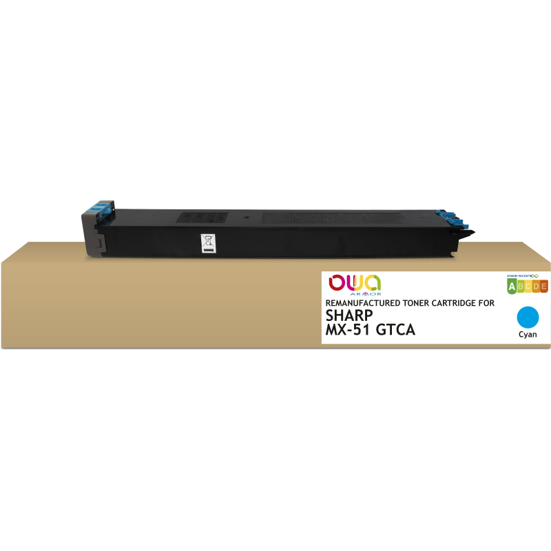 Toner remanufacturé OWA - standard - Cyan - pour SHARP MX-51GTCA, SHARP MX-51GTCA