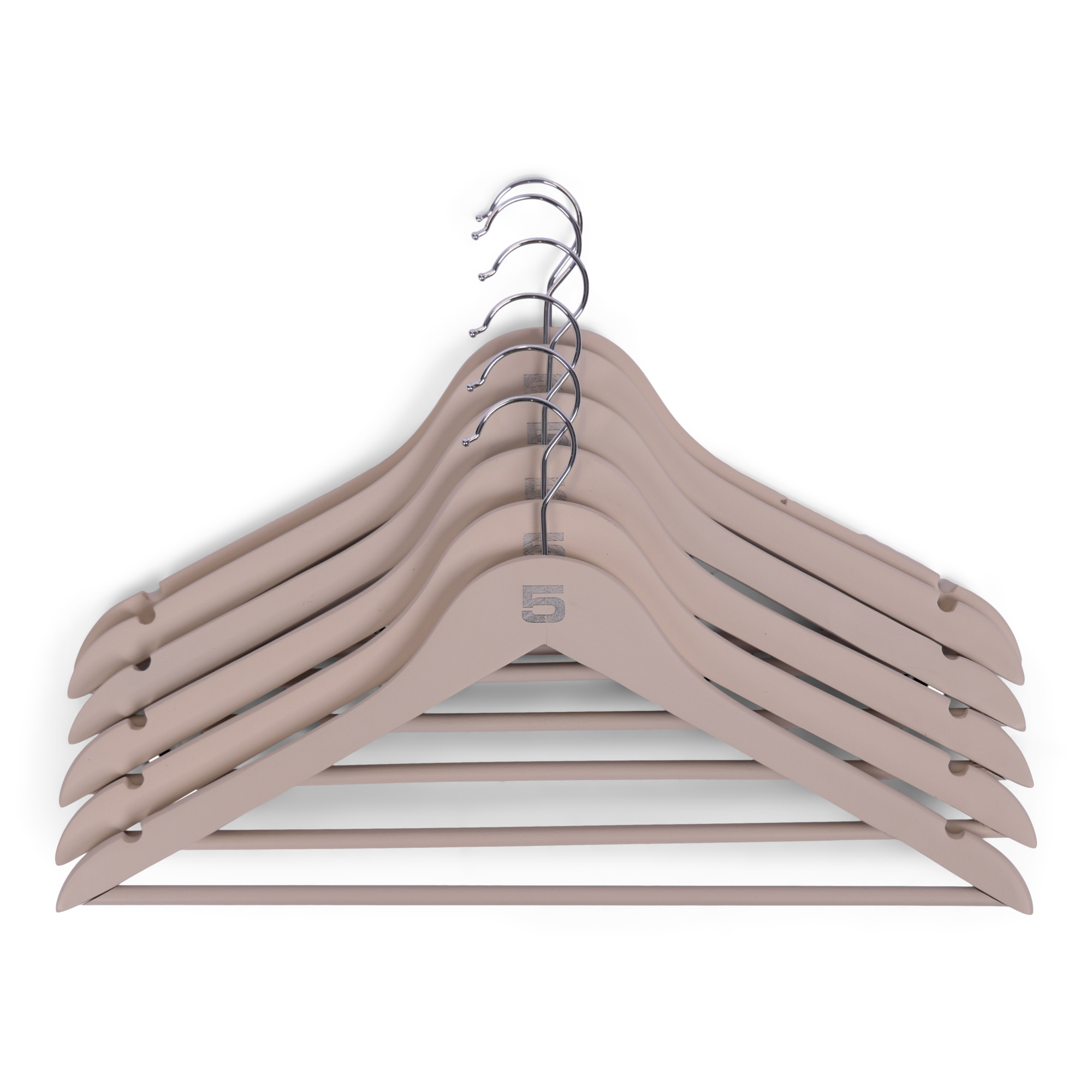Kledinghangers hout beige  - set van 6