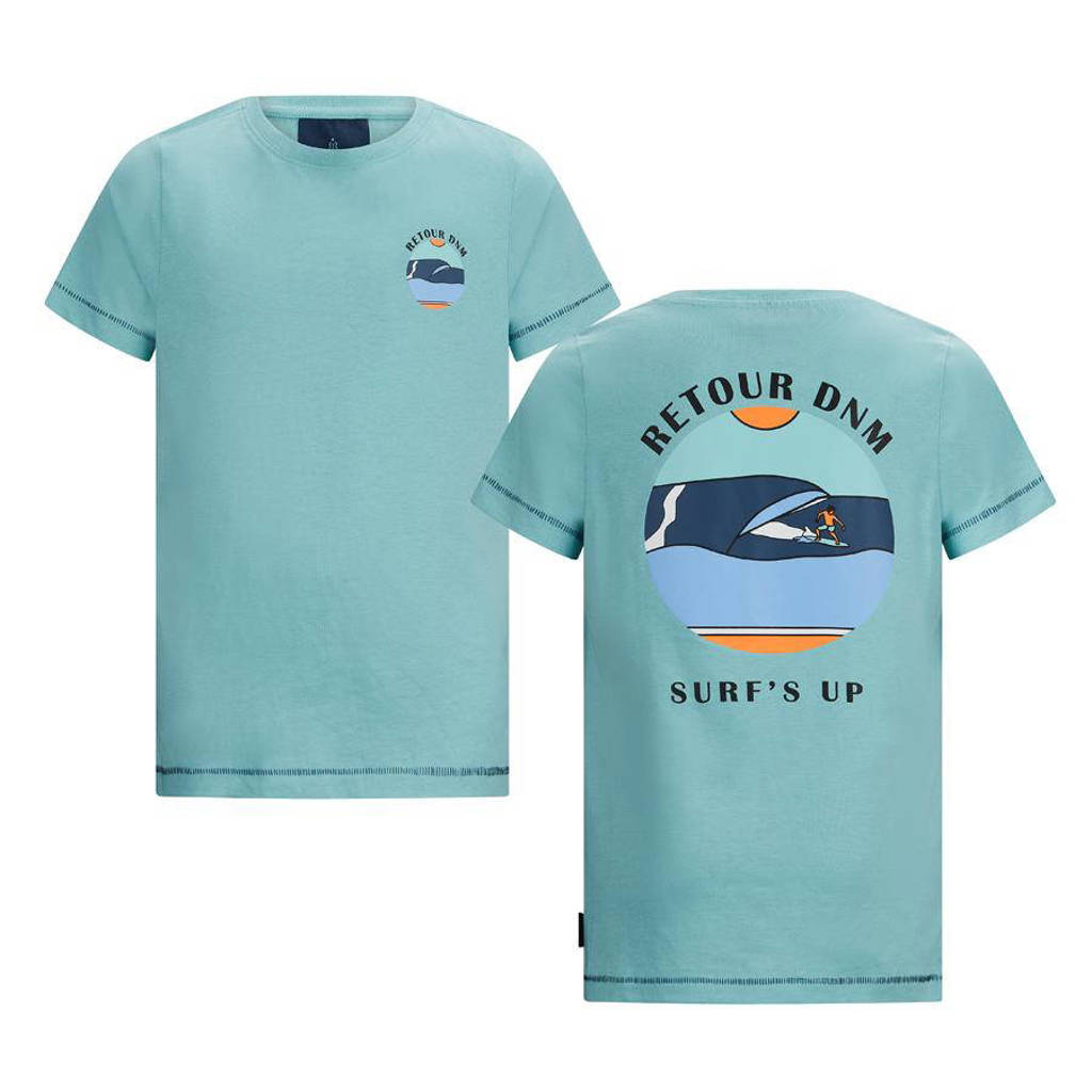 Retour Jeans T-shirt Chris met backprint lichtblauw