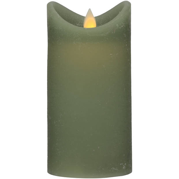 Blokker Rustieke LED Kaars - 7,5x15 cm - Groen