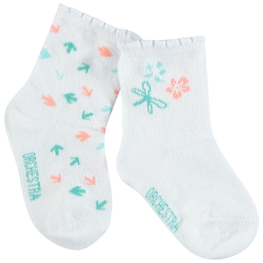 Lot de 2 paires de chaussettes à fleurs et flèches colorées - Gris
