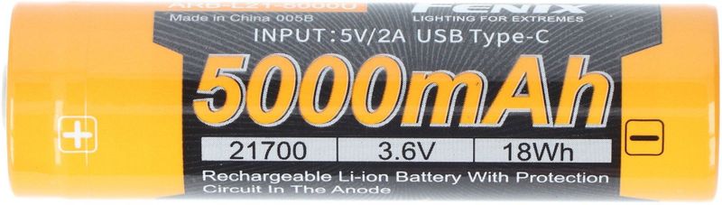 Fenix - ARE-L21-5000U - Oplaadbare Lithium-Ion Batterij - 21700 - 5000 mAh - 3,6 V