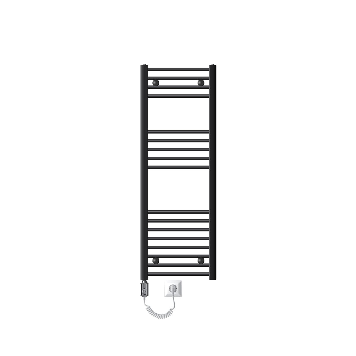 ECD Germany Elektrische badkamerradiator 400 x 1200 mm Antraciet Recht met zijaansluiting incl. 1200W Chroom verwarmingselement - Radiatorverwarming Handdoekverwarmer Handdoekdroger Handdoekradiator