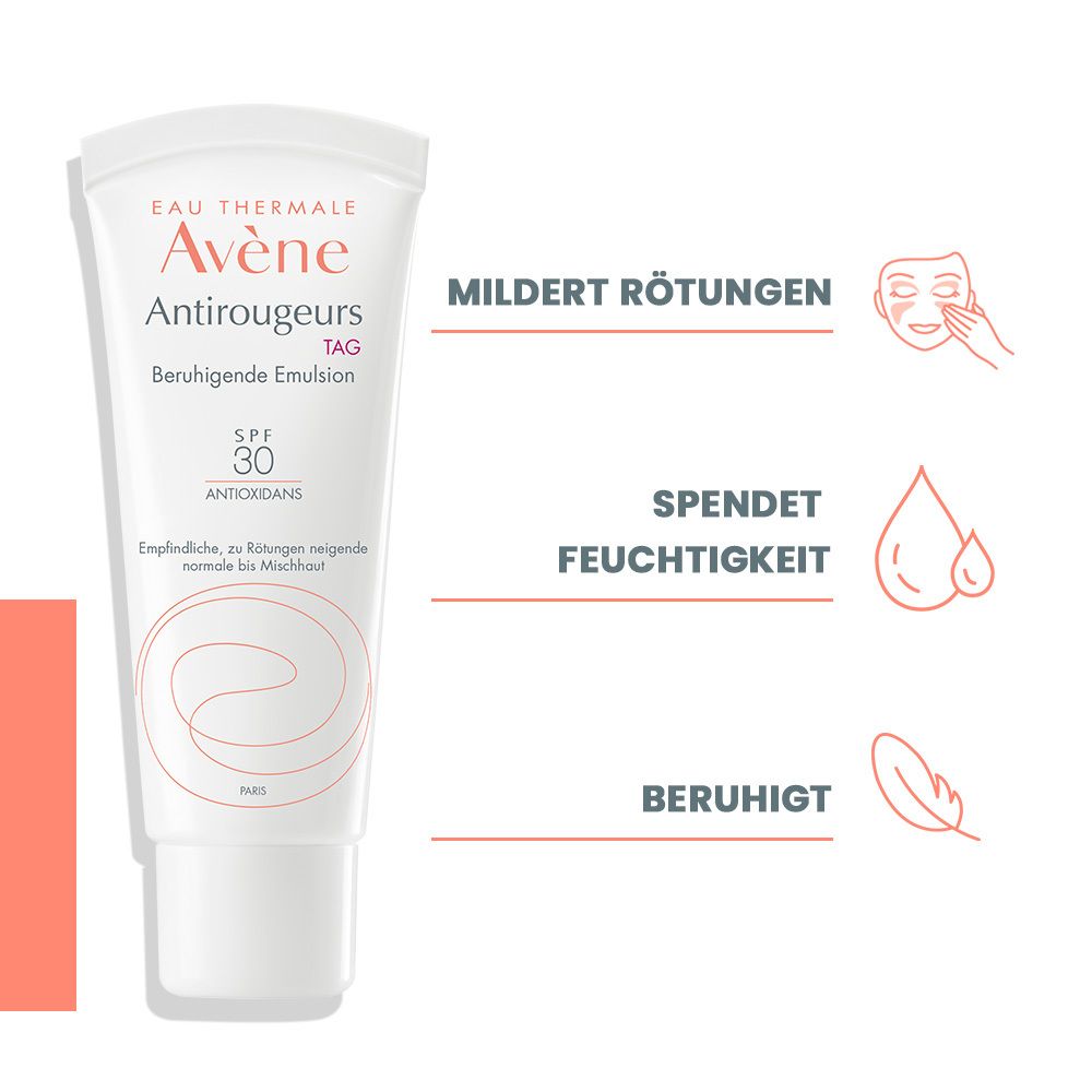 Avène Antirougeurs Tag Beruhigende Emulsion mit SPF 30 - beruhigend bei Rötungen und Rosacea-Behandlung