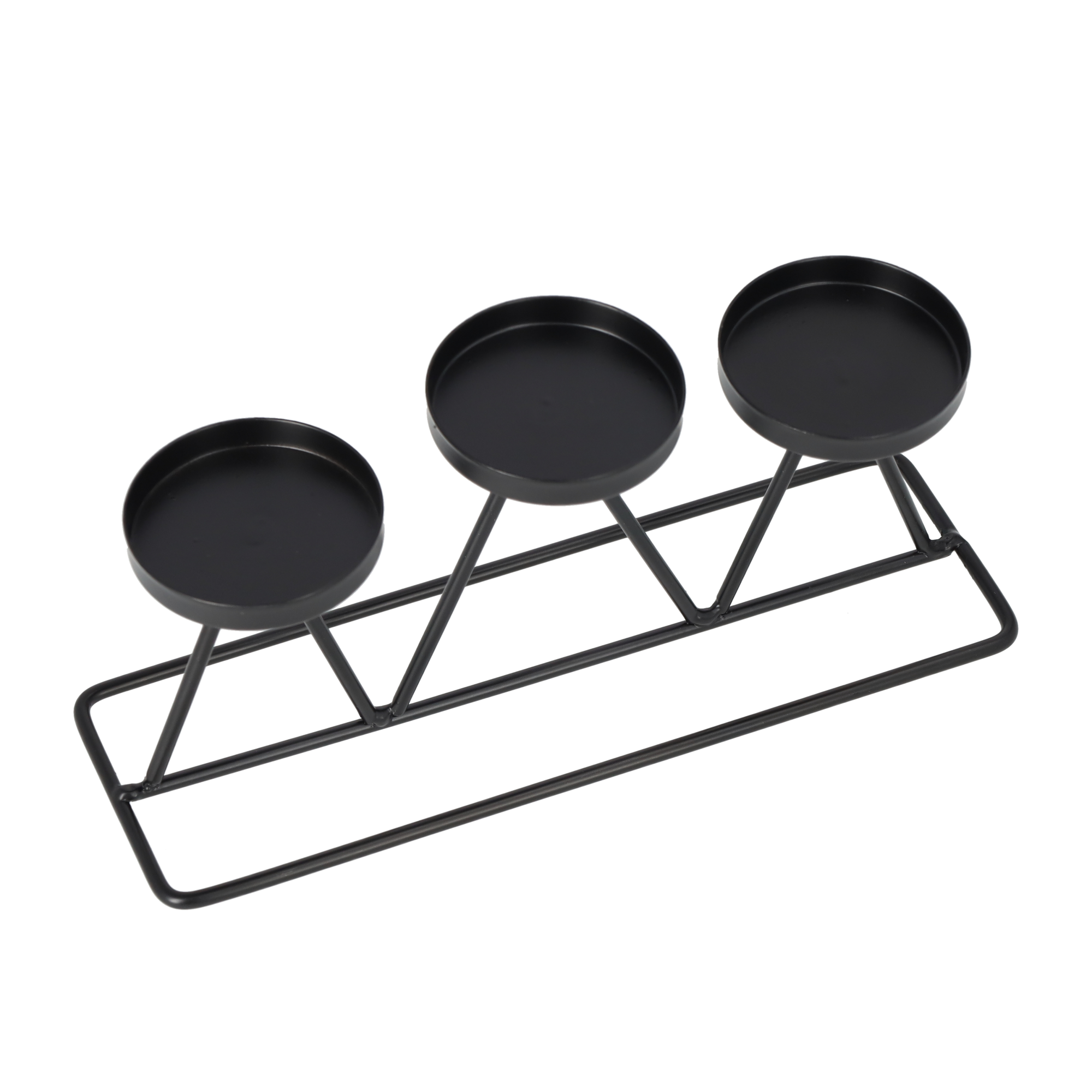 (2er Set) 3-fach Metall Deko Teelicht Halter Home Accessoire Kerzen Ständer - Schwarz