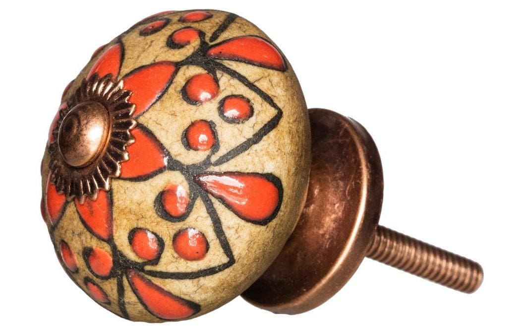 Möbelgriff handgemacht, Ø 4 cm, Mehrfarbig, BronzeMöbelknauf mit Muster