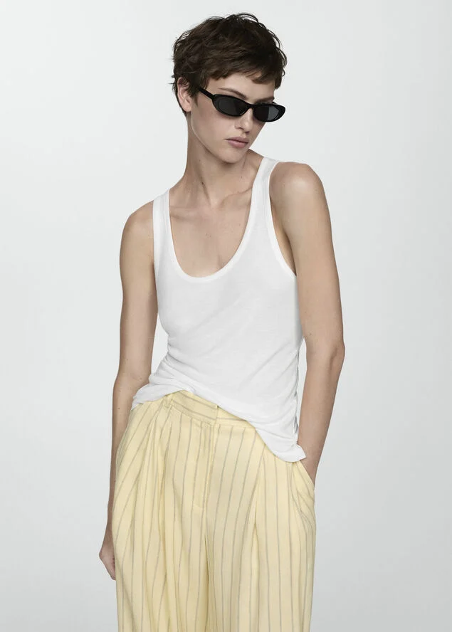 MANGO Knit strap top White