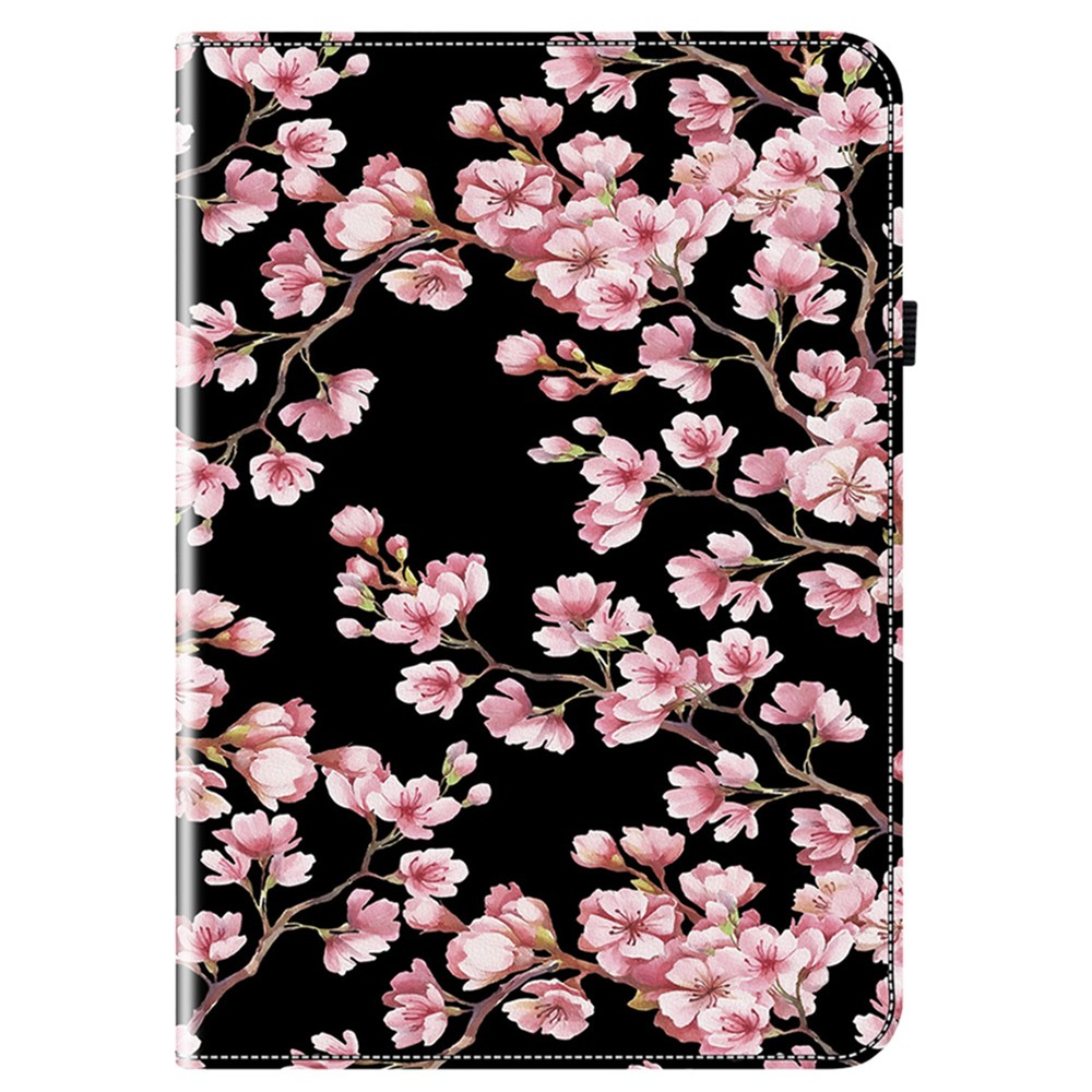 Samsung Galaxy Tab A11  Plus / A9  Plus Leder Tasche Schutzhülle   S-Pen Halterung - Pflaumenblüten